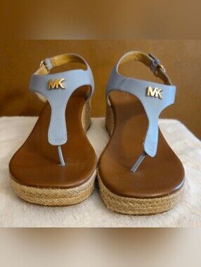Michael Kors Blue Leather Wedge Sandals